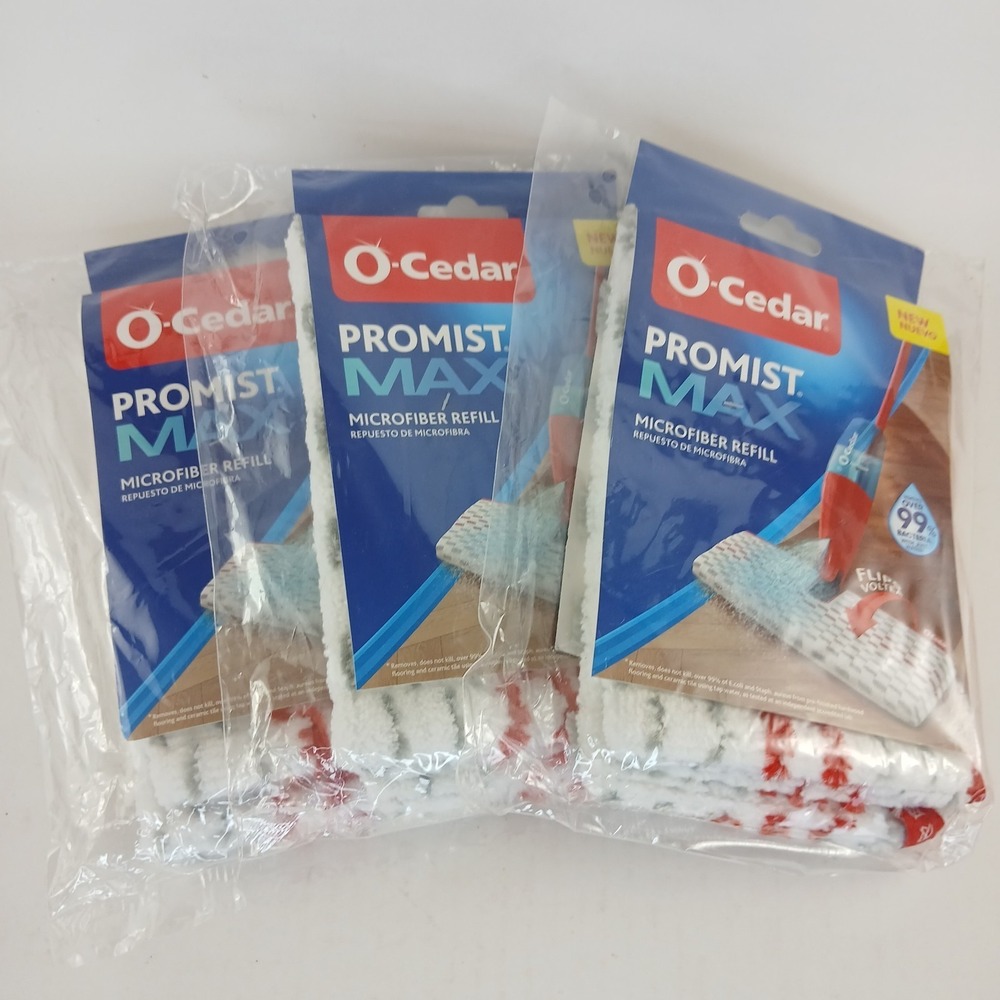 O-Cedar ProMist MAX Refill Microfiber Spray Mop Pad White Red Lot Of 3 New